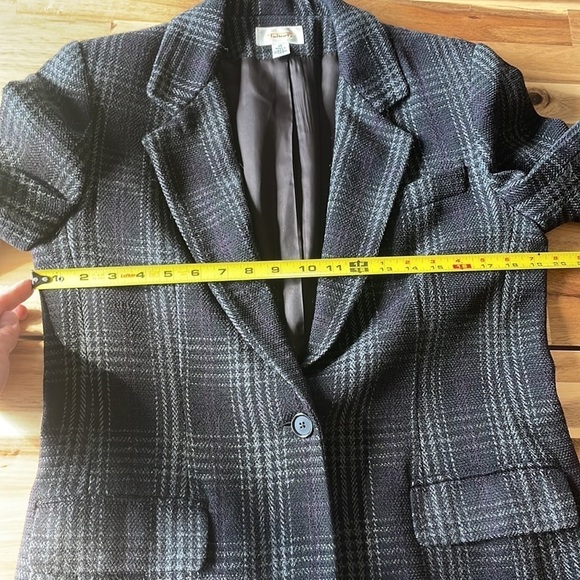 Talbots Plaid Button Up Wool Blazer Black/Grey size 10 - Picture 8 of 9